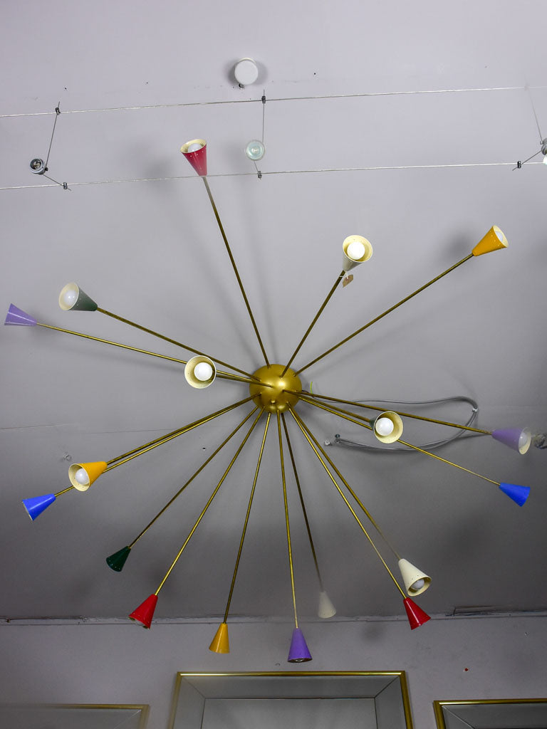 Very large multi-color Italian Sputnik ceiling light - Stilnovo re-edition