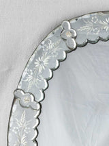 Pretty oval Venetian mirror with floral etchings 24¾" x 19¼"