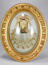 19th-century religious oval reliquary 17¾" x  13½"