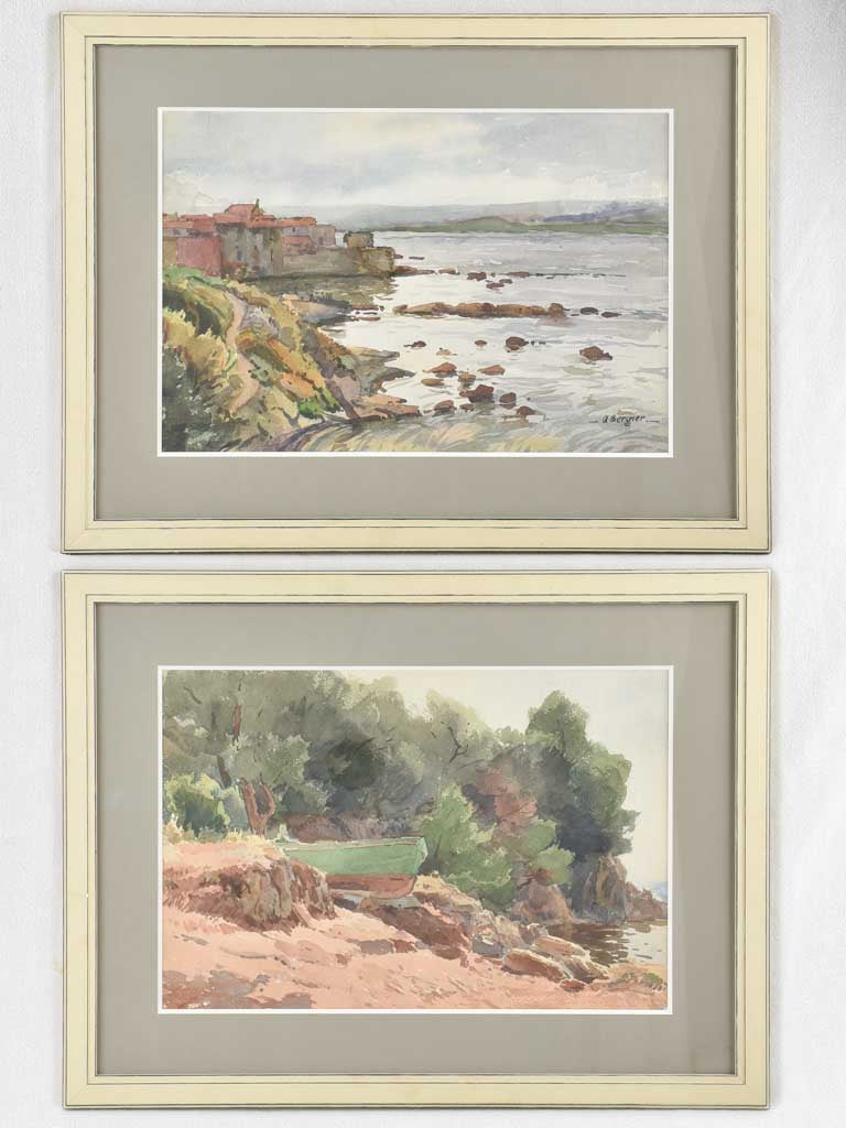 Vintage Seascape Watercolor Paintings Alfred Bergier