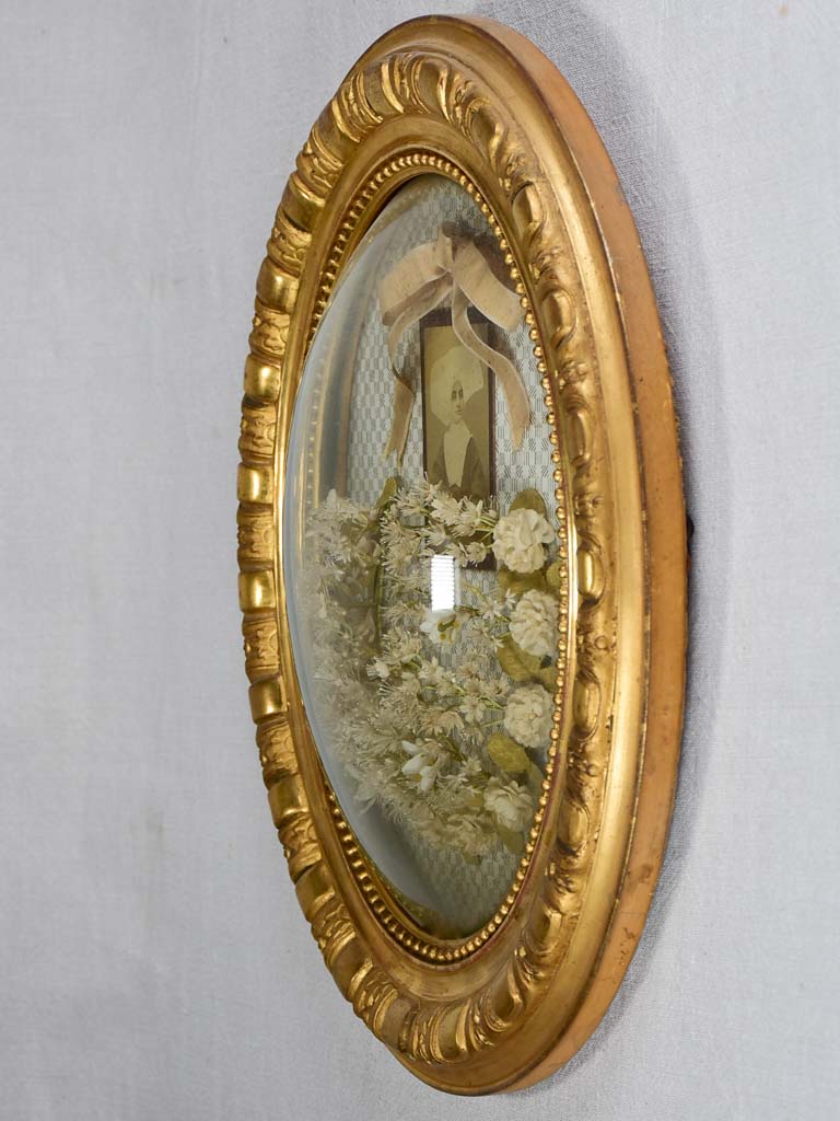 19th-century religious oval reliquary 17¾" x  13½"