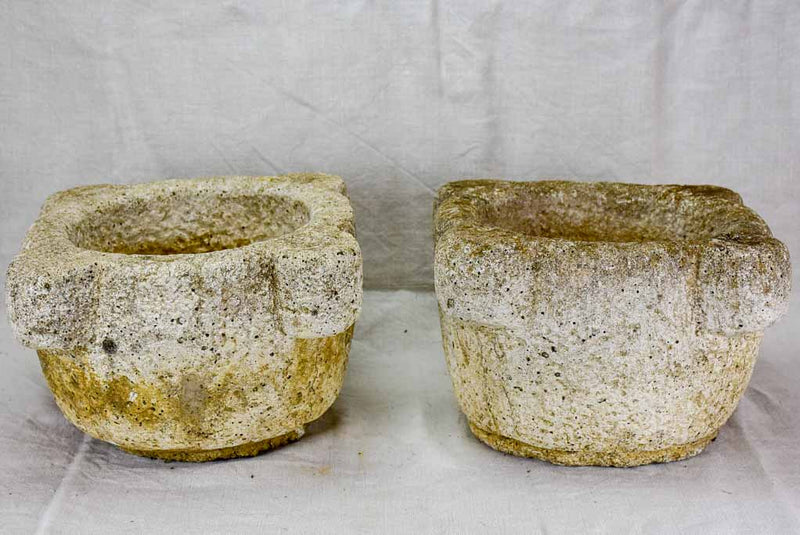 Pair of late 19th Century French stone mortars 15"