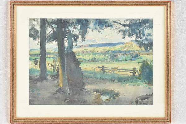 Rural landscape watercolor - Signed Louis Agricole (1879-1960) 18" x 23¼"
