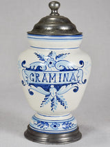Gramina apothecary pot - blue and white 9"