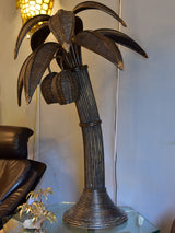 Vintage coconut palm tree lamp in rattan