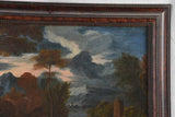Atmospheric old-world, lake-view artwork