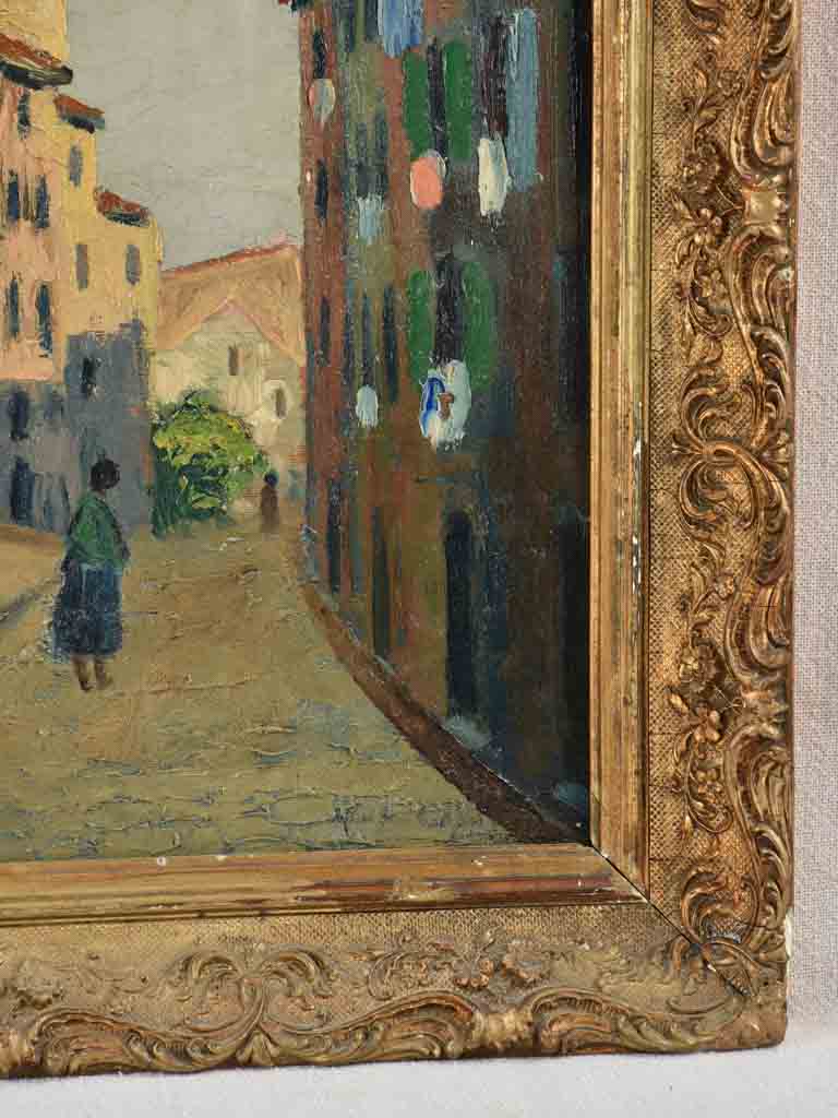 Early 20th-century Marseille streetscape painting - ‘La Montée Des Accoules’ Signed M.Robequin 23¾" x 19¾"