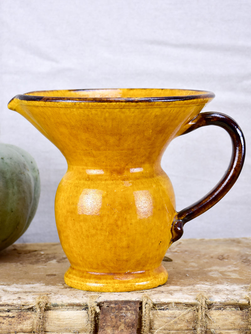 Vintage French pitcher / vase with orange glaze