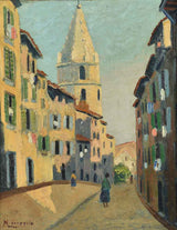 Early 20th-century Marseille streetscape painting - ‘La Montée Des Accoules’ Signed M.Robequin 23¾" x 19¾"