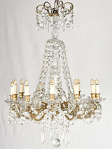 12 light crystal & bronze chandelier - 19th century - 24¾" diameter