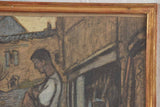 Painting On Panel - 2 Farmers Working The Soil - Joseph Hurard (1887-1956) 20" x 25½"