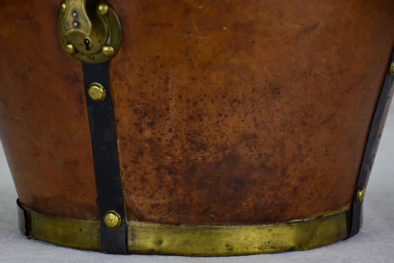 Antique French leather men's hat bag