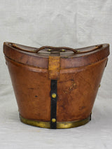 Antique French leather men's hat bag