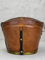 Antique French leather men's hat bag