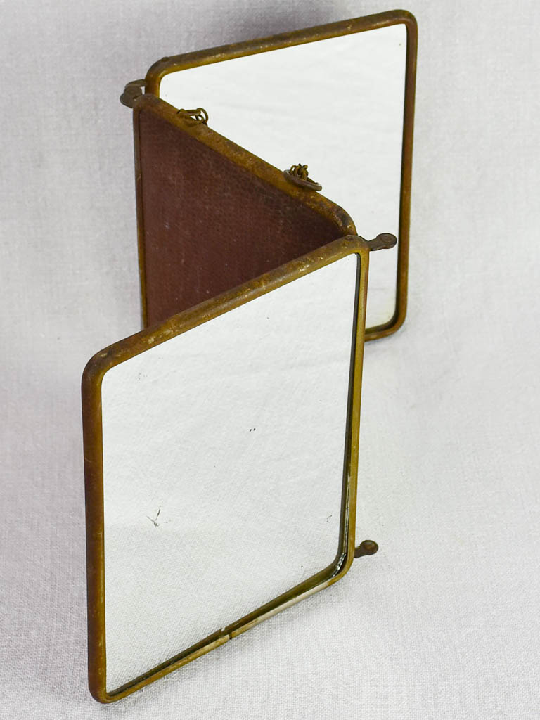 Early 20th-century French barber's mirror with three panels 8¾"