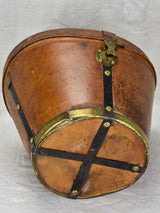 Antique French leather men's hat bag
