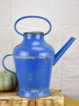 Vintage French watering can - blue enamel