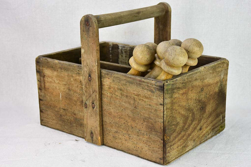 Skittles game and ball in an antique French toolbox