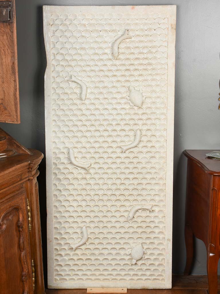 Pair of huge carved marble fountain elements 66½" x 30¼"