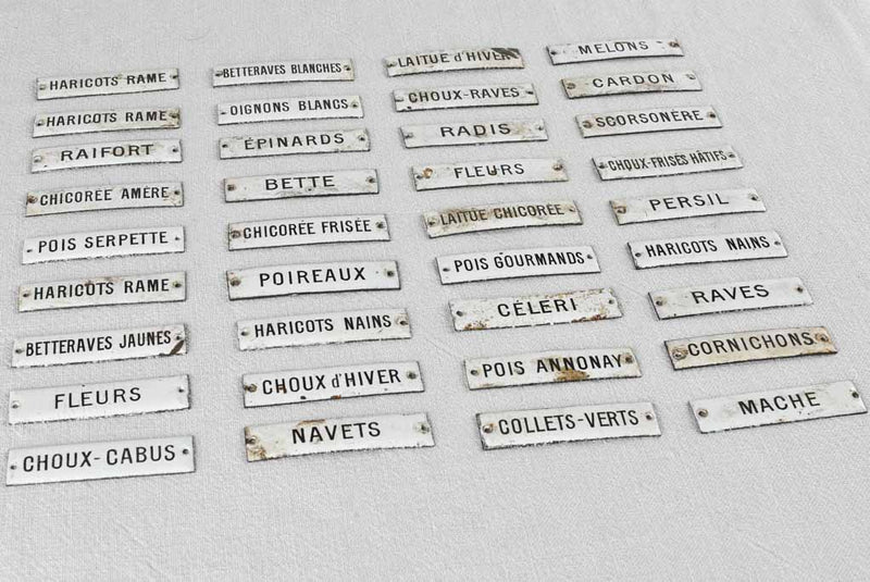 Rare collection of 36 enamel seed labels 3¼"