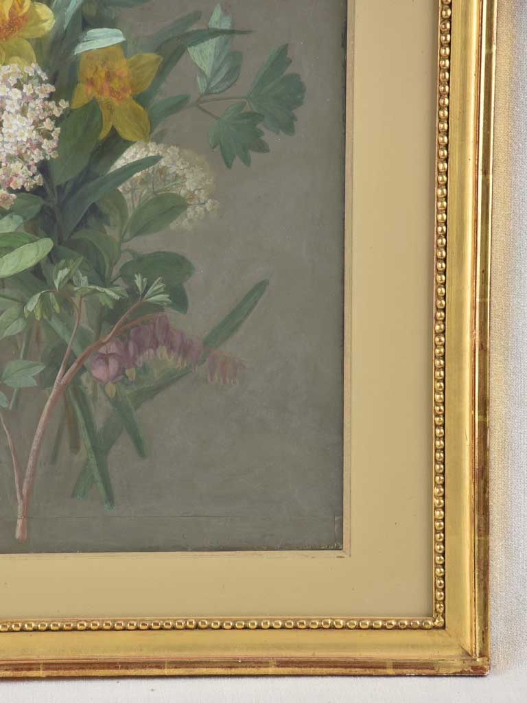 Nineteenth-century vibrant Gouache flower art