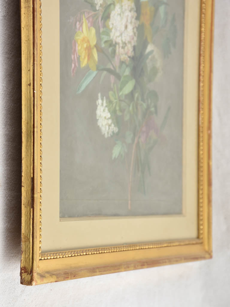 Gilded-frame Gouache floral masterpiece