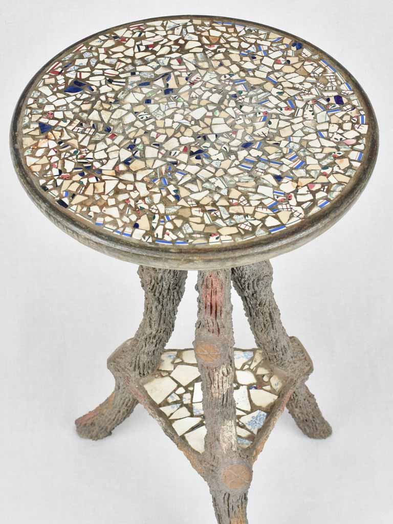 Mosaic table / plant stand with faux bois