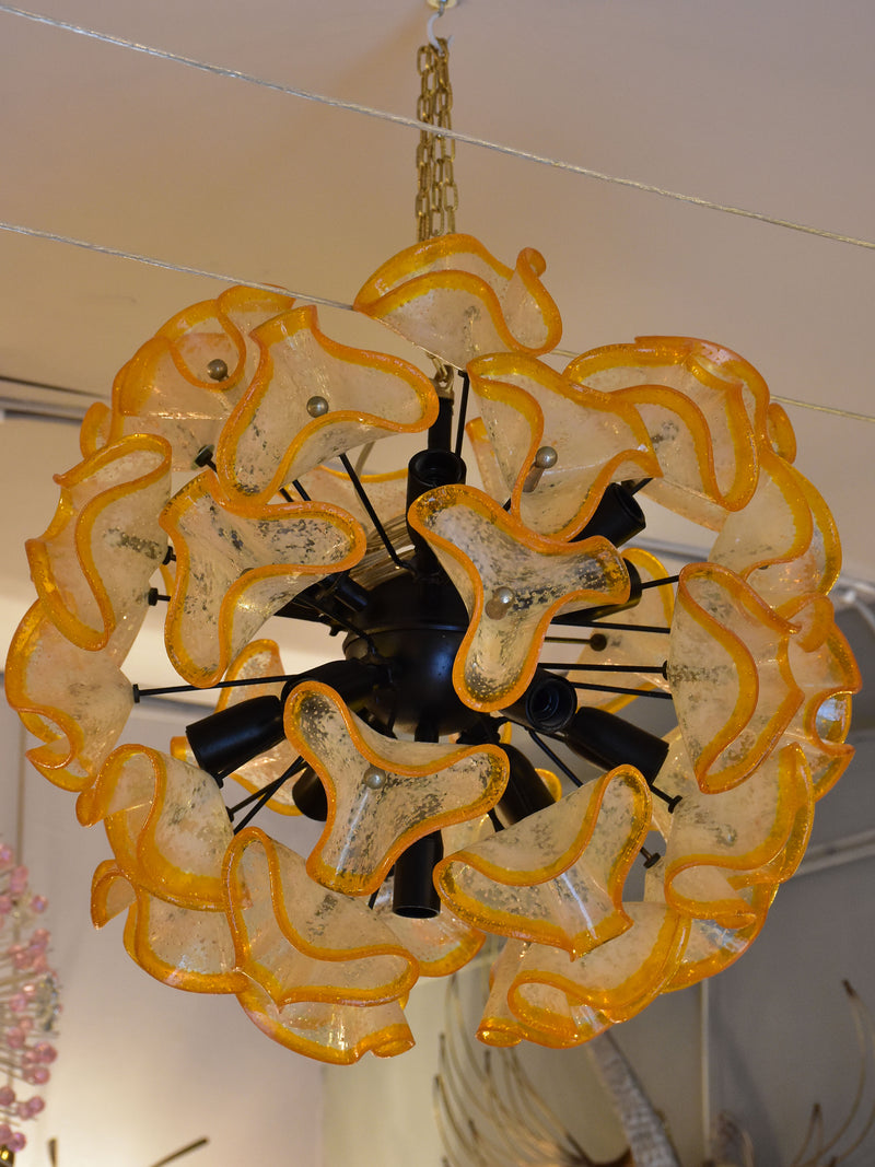 Vintage Italian sputnik chandelier with orange decoration