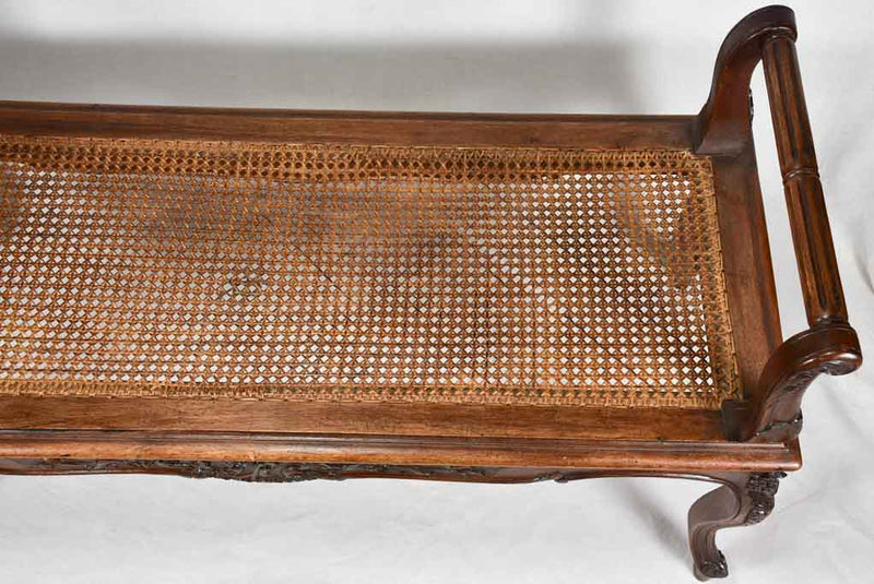 19th-century caned bench seat 45¾"