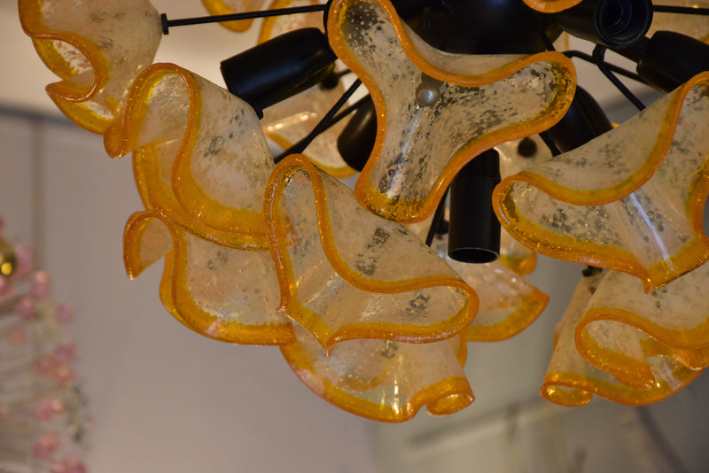 Vintage Italian sputnik chandelier with orange decoration
