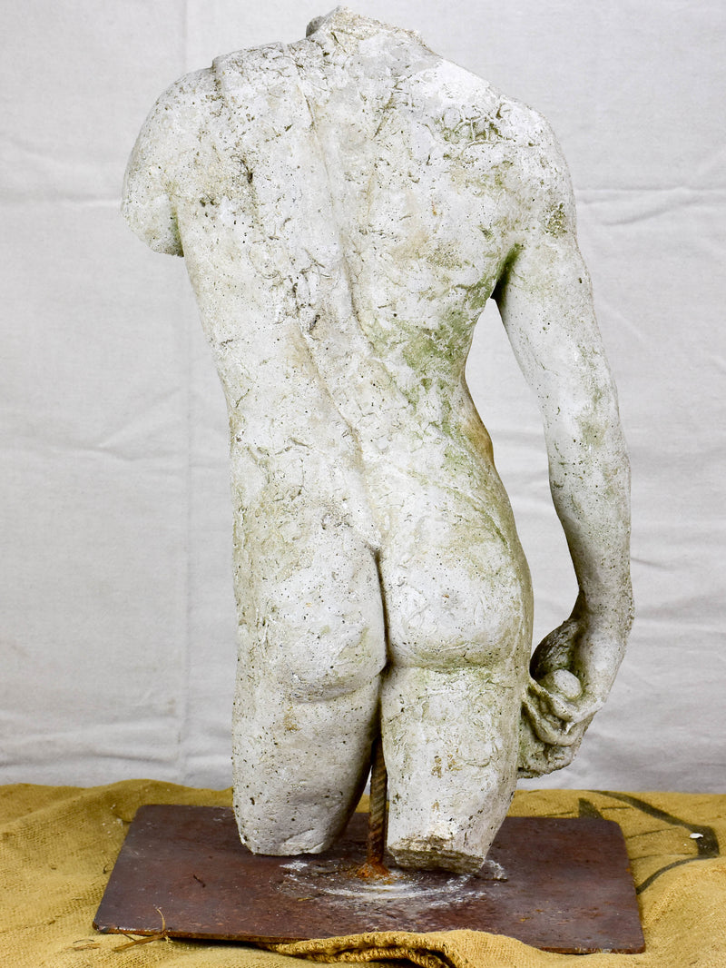 Vintage French male torso mounted on a square base
