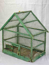 Rustic antique French birdcage with green patina 23¾"