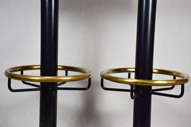 Three 1960s French leather barstools