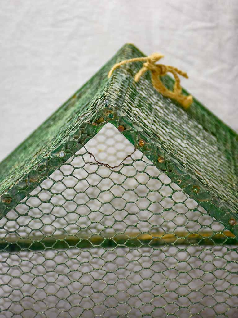Rustic antique French birdcage with green patina 23¾"