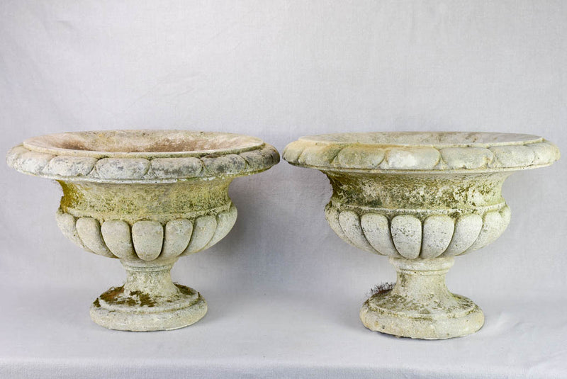 Pair of mid century French Medici / cup garden planters 21¼"