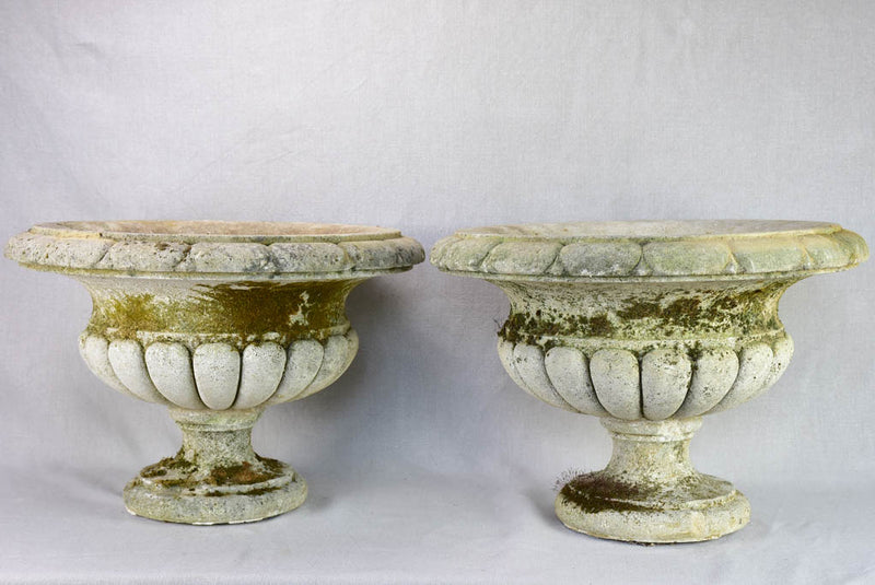 Pair of mid century French Medici / cup garden planters 21¼"