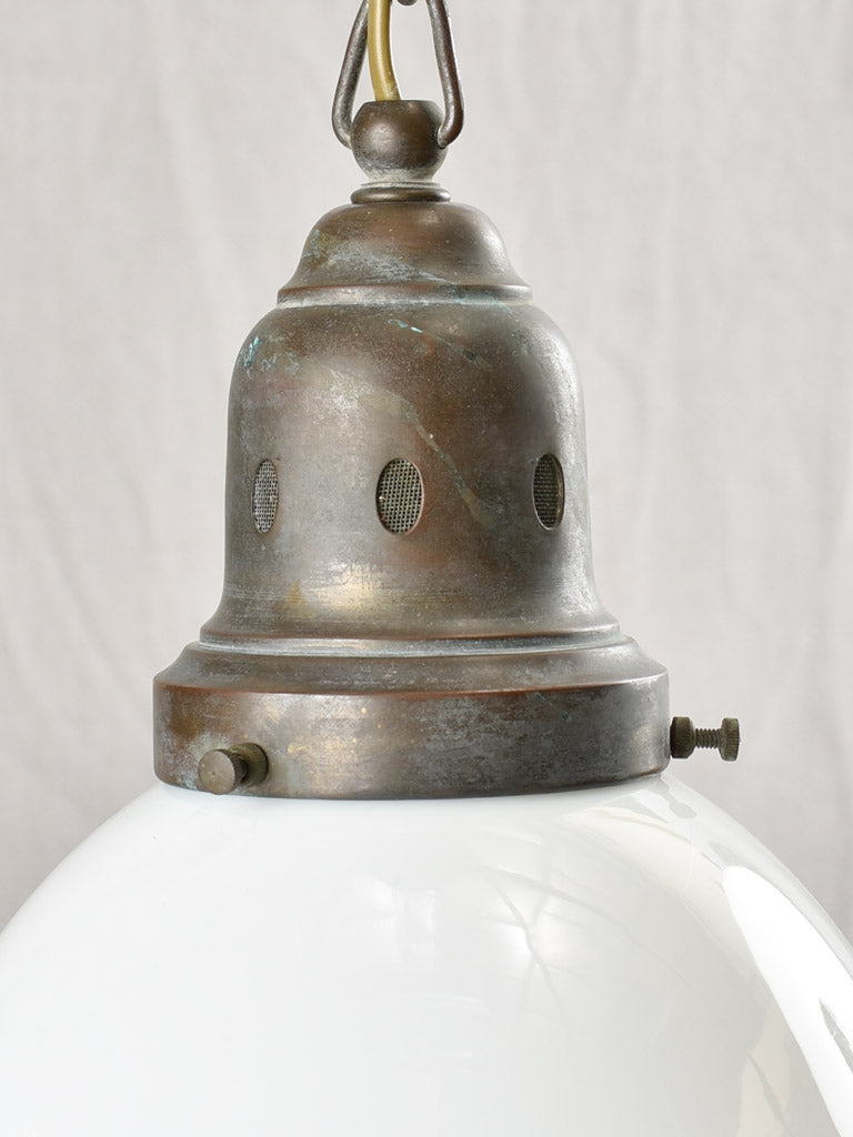 Opaline pendant light, bell shaped 1930s 10¼ x 22¾""
