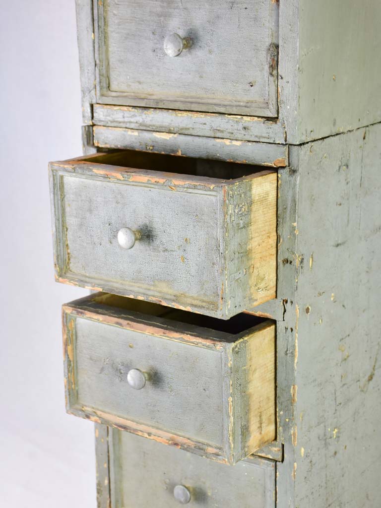 Set of rustic French drawers from a workshop with taupe patina 35¾"