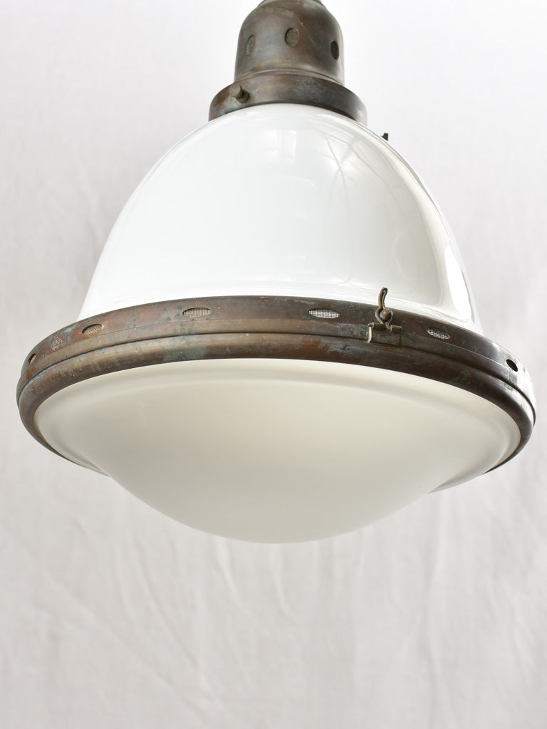 Opaline pendant light, bell shaped 1930s 10¼ x 22¾""