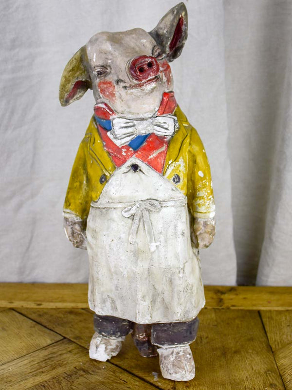 Antique French pig from a butcher's shop - plaster 21¼"
