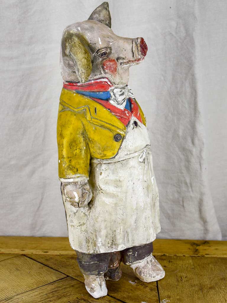 Antique French pig from a butcher's shop - plaster 21¼"