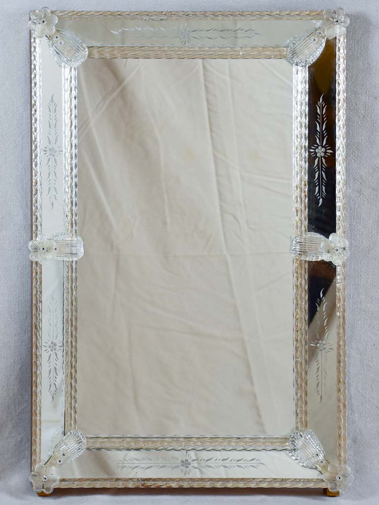Vintage Venetian mirror with glass flowers 20½" x 30"