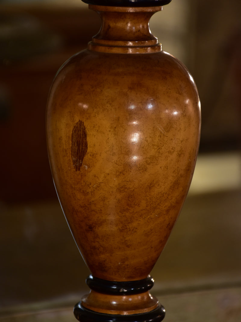 Pair of Lotihier style lamps with burr walnut bases