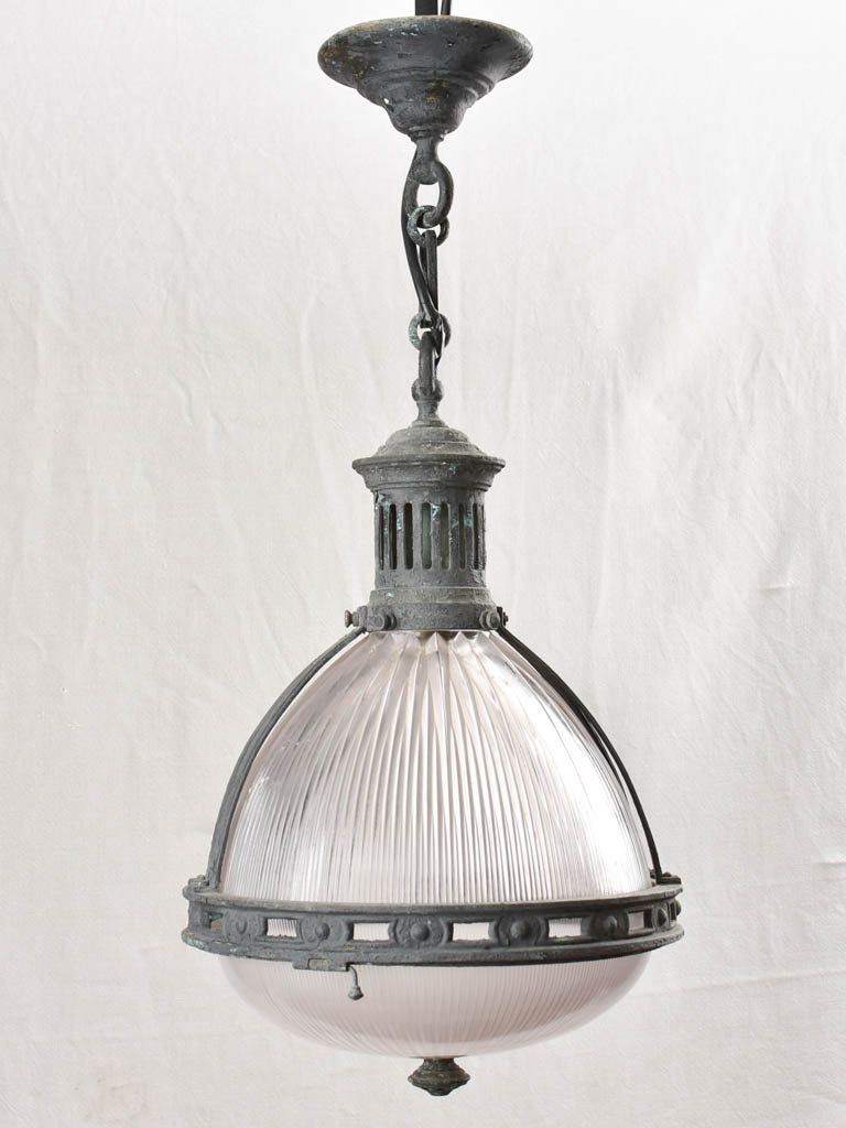 Collection of FOUR industrial Holophane lights 12½" diameter