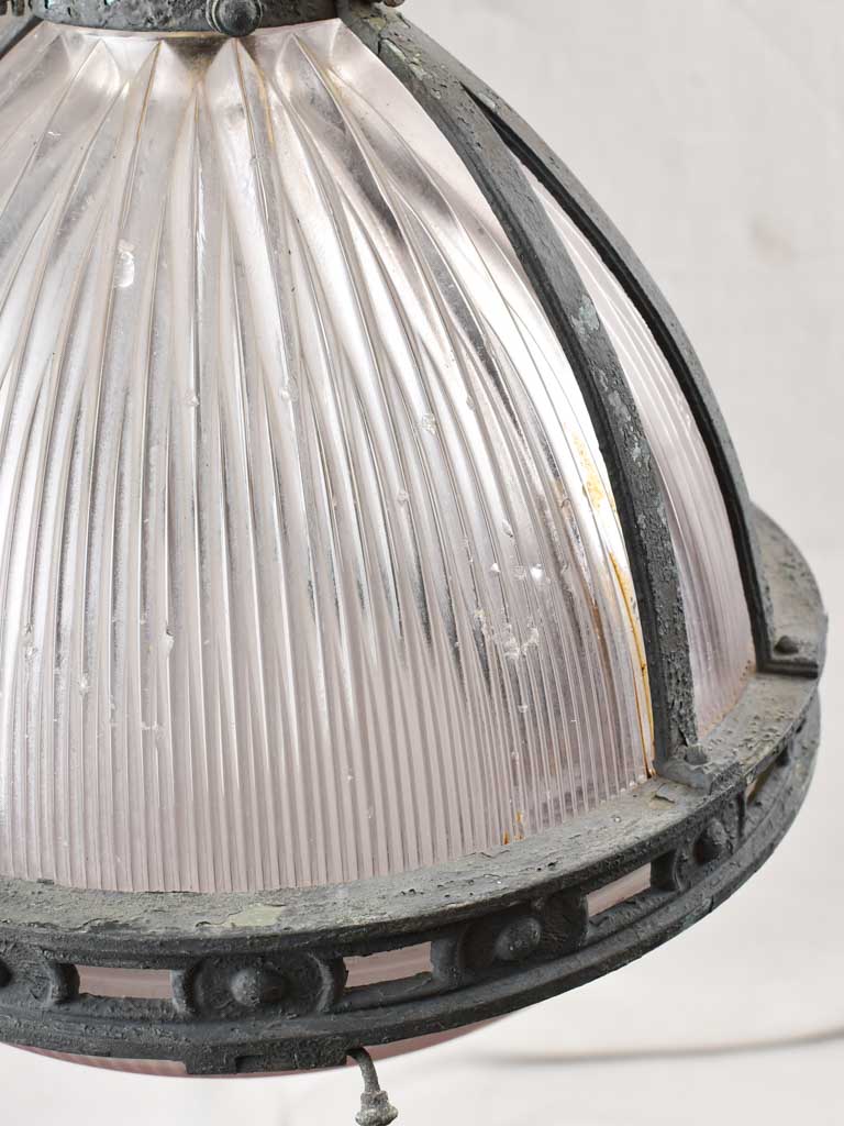 Collection of FOUR industrial Holophane lights 12½" diameter