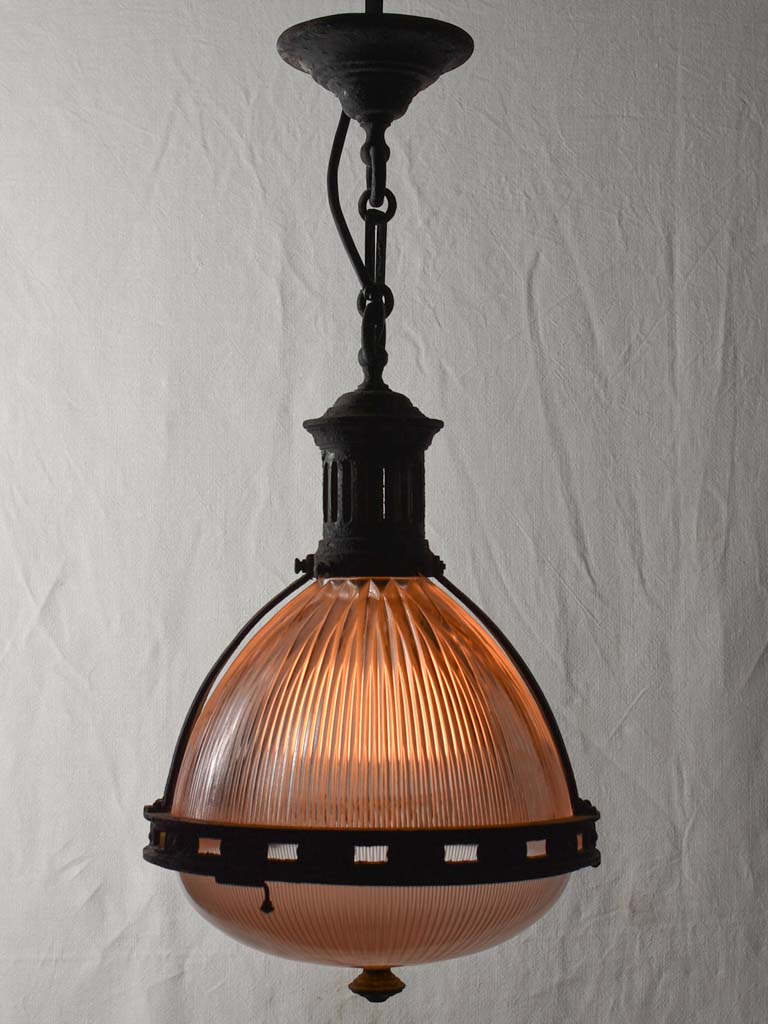 Collection of FOUR industrial Holophane lights 12½" diameter