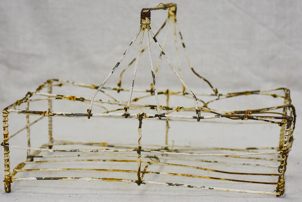 Antique French wire basket - six glass capacity