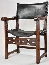 Striking Antique Portuguese Leather Armchair 