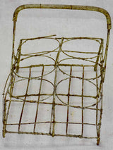 Antique French wire basket - six glass capacity
