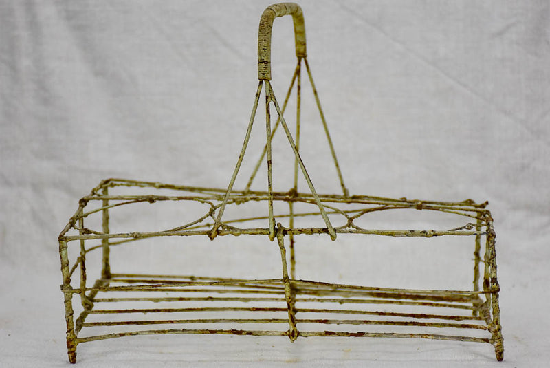 Antique French wire basket - six glass capacity